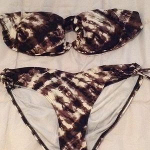 strapless brown bikini